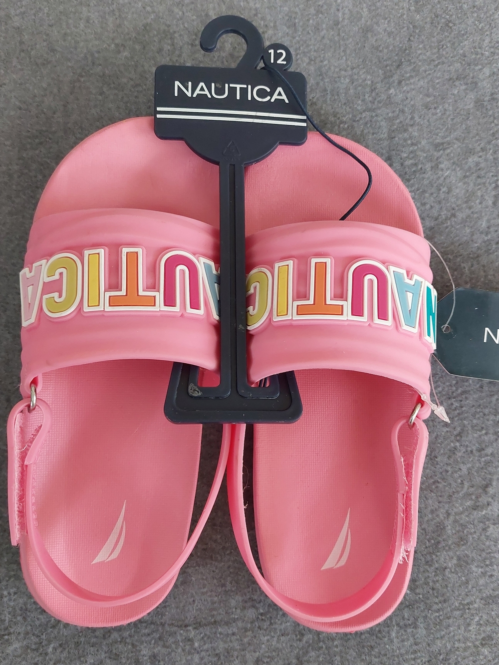 Nautica Girls Toddler Rainbow Slide Sandals Pink Size 12 NWT New